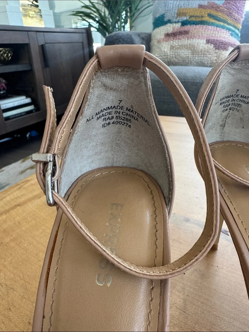 Express Nude Ankle-Strap High Heels Strappy Sandal Heels Size 7